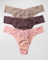 Hanky Panky Assorted 3-pack Low Rise Thongs In Taupe,dusk,pink