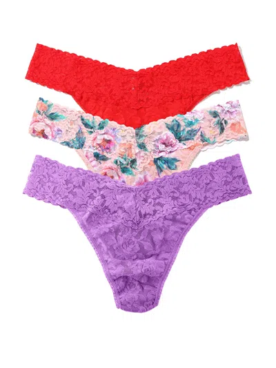 Hanky Panky 3 Pack Original Rise Thongs Buy Myself Flowers In Multi