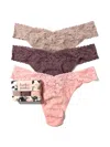 Hanky Panky Assorted 3-pack Lace Original Rise Thongs In Nude