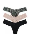 Hanky Panky 3 Pack Signature Lace® Low Rise Thongs In Multi