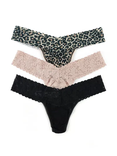 Hanky Panky 3 Pack Signature Lace® Low Rise Thongs In Brown