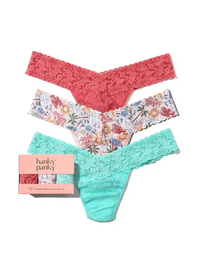 Hanky Panky 3 Pack Signature Lace® Low Rise Thongs Sea You Later