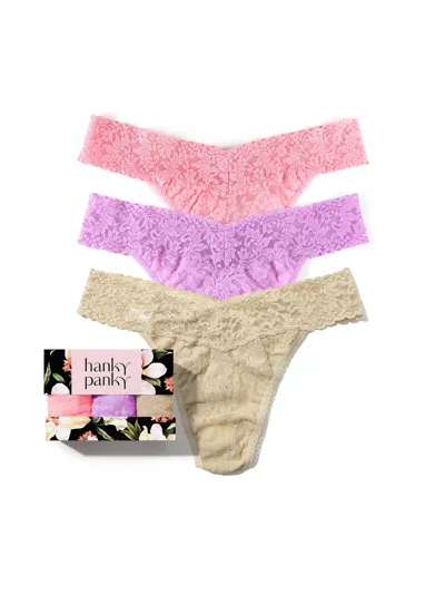 Hanky Panky 3 Pack Signature Lace® Original Rise Thongs In Printed Box