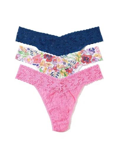 Hanky Panky 3 Pack Signature Lace® Original Rise Thongs In Multi
