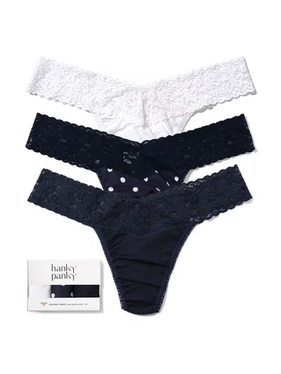 Hanky Panky 3 Pack Supima® Cotton Low Rise Thongs With Lace