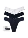 Hanky Panky 3 Pack Supima® Cotton Original Rise Thongs With Lace