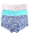 Hanky Panky Leopard Cross Dye Assorted 3-pack Boyshorts In Blue