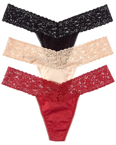 Hanky Panky 3pk Mid-rise Thong In Multi