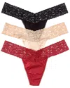 Hanky Panky 3pk Mid-rise Thong In Multi