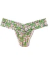 Hanky Panky Printed Signature Lace Original Rise Thong In Green