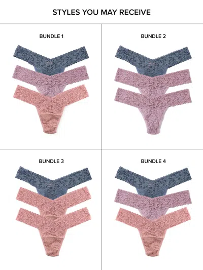 Hanky Panky 4911® Signature Lace® Low Rise Thong 3 Pack Cracker In Multi