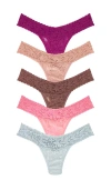 Hanky Panky Signature Lace Original Rise Thong 5 Pack Sppa In Multi