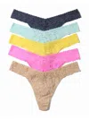 HANKY PANKY 5 PACK PLUS SIZE SIGNATURE LACE THONGS IN PRINTED BOX