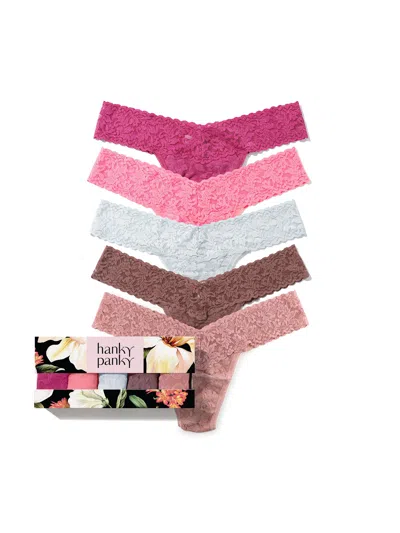 Hanky Panky 5 Pack Signature Lace® Low Rise Thongs In Printed Box