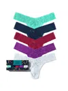 Hanky Panky 5 Pack Signature Lace Low Rise Thongs In Printed Box In Grey