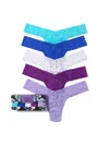 Hanky Panky 5 Pack Signature Lace Low Rise Thongs In Printed Box In White