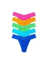 Hanky Panky Original Rise Thong 5 Pack Mtls In Multi
