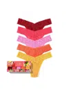 Hanky Panky 5 Pack Signature Lace Original Rise Thongs In Floromania Box