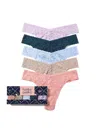 Hanky Panky 5 Pack Signature Lace Original Rise® Thongs In Printed Box In Multi