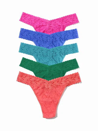 Hanky Panky 5 Pack Signature Lace® Original Rise Thongs In Printed Box In Multi