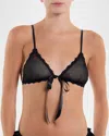 Hanky Panky Women's Oh Dotted Tulle Front Tie Bralette Bra In Black