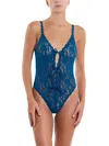 Hanky Panky Signature Lace Crotchless Thong Teddy North Pole In Green