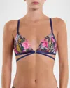 Hanky Panky Wildly Blooming Strappy Triangle Bralette In Dark Sky