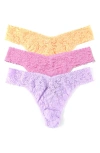 Hanky Panky Assorted 3-pack Lace Original Rise Thongs In Multi