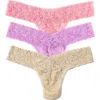 Hanky Panky Assorted 3-pack Low Rise Thongs In Pink