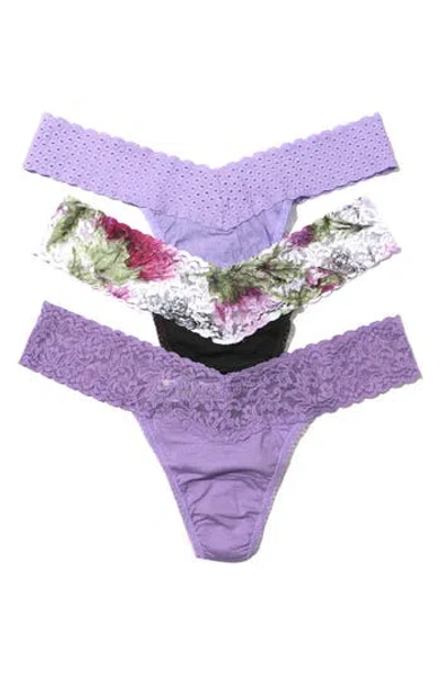 Hanky Panky Assorted 3-pack Low Rise Thongs In Purple