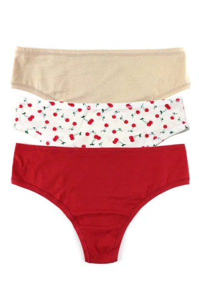 Hanky Panky Assorted 3-pack Playstretch Print Natural Rise Thongs In Multi