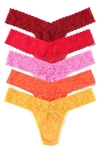 Hanky Panky Assorted 5-pack Lace Original Rise Thongs In Multi
