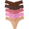 Hanky Panky Assorted 5-pack Lace Original Rise Thongs In Multi