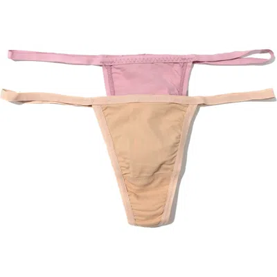 Hanky Panky Assorted Thongs In Provence Pink/biscotti