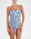 Hanky Panky Bandeau One-piece Swimsuit In Thankful (blue)