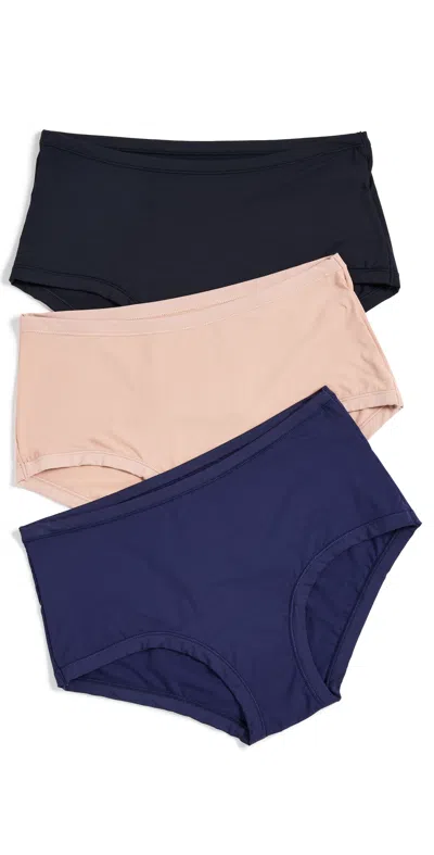 Hanky Panky Boy Shorts 3 Pack Black/almond/retrograde In Multi
