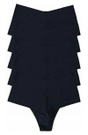 Hanky Panky Breathe 5-pack High Waist Thongs In Blue