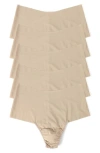 Hanky Panky Breathe 5-pack High Waist Thongs In Neutral