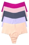 Hanky Panky Breathe 5-pack High Waist Thongs In Multi