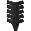 Hanky Panky Breathe 5-pack V-cut Thongs In Black