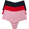 Hanky Panky Breathe Assorted 3-pack High Waist Thongs In Multi