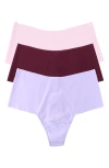 Hanky Panky Breathe Assorted 3-pack High Waist Thongs In Evening Grey/bliss/wisteria