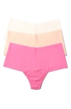 Hanky Panky Breathe Assorted 3-pack High Waist Thongs In Linen/ Taf/ Swt Nthng