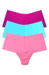 Hanky Panky Breathe Assorted 3-pack High Waist Thongs In Blue