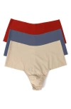 Hanky Panky Breathe Hi-rise Thongs 3-pack In Sundried Tomato Granite Taupe