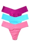Hanky Panky Breathe Assorted 3-pack V-cut Thongs In Blue