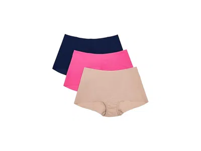 Hanky Panky Breathe Boyshorts Women's Underwear Provacative Pink/taupe/navy: Sm In Multi