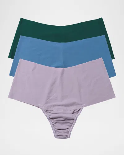 Hanky Panky Breathe Hi-rise Thongs 3-pack In Great Heights, Rainy Day, Aromatherapy