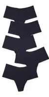 Hanky Panky Breathe High Rise Thong 5 Pack Black In Black