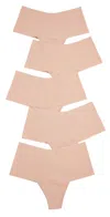 Hanky Panky Breathe High Rise Thong 5 Pack Taupe In Taupe